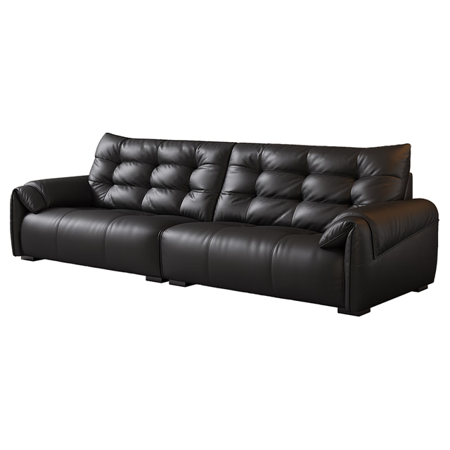 顾家家居 意式天鹅湖真皮沙发 轻奢复古拉点羽毛填充头层牛皮沙发客厅1250