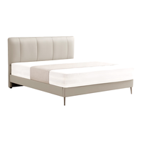 芝华仕(CHEERS)真皮艺现代简约小户型轻奢排骨架床头靠垫软包双人床C603白1.5m 高脚款1.5米(不含床垫)-棉白色