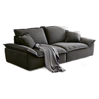 全友布艺沙发客厅直排布艺沙发猫抓绒布羽绒填充帆船沙发111069 深灰|约2.3M布艺沙发小左2+小右2