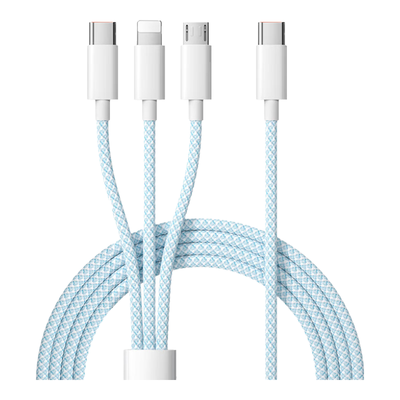  山居雪 66W超级快充 数据线  Type-C,Lightning,Micro USB 尼龙织 天空蓝 Type-C 66W 6A