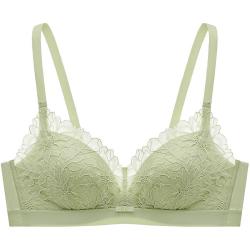 曼妮芬 性感蕾丝无钢圈胸罩深v聚拢文胸内衣女长三角杯上托收副乳