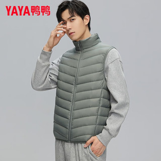 鸭鸭（YAYA）羽绒马甲男2025秋冬无袖坎肩保暖压胶轻薄羽绒服男背心外套 潜水绿 2XL