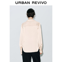 UR2025秋季新款女高智精英气质单排扣缎面开襟衬衫UWM250116 裸粉