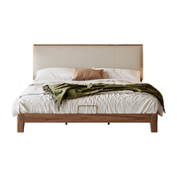 顾家木业 顾家家居 KUKA顾家木艺中古风乌金木实木床新中式主卧双人大床软包猫抓皮布艺床 （高脚）床+椰棕床垫 1.5*2.0