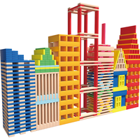 福孩儿 100片实木拼装多米诺骨牌长条积木叠叠乐儿童益智玩具六一