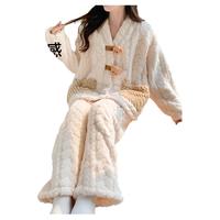 婧麒月子服冬加厚加绒珊瑚绒保暖哺乳睡衣喂奶待产产后家居服