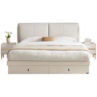 QuanU 全友 家居 意式轻奢皮床卧室头层牛皮床屏双人1.8米皮床105201D