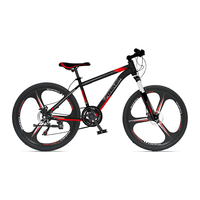 永久山地自行车镁合金三刀轮超轻变速成人男女平把破风竞速越野单车 黑红 24寸