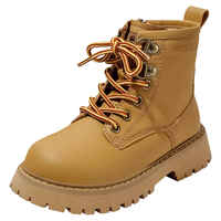 百丽童鞋儿童马丁靴秋冬季软底加绒保暖皮靴男童软底短靴子女童大黄靴 DE3890黑色