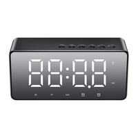 aigo 爱国者 T28 蓝牙音响 智能时钟双闹钟镜面全屏三档夜灯 便携低音炮插卡音箱收款播报 钻石黑
