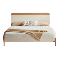 全友家居现代简约双人床1.5米单人床成人家用小户型次卧高脚床129930 奶油原木风1.8m床+床头柜*2