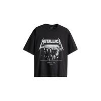 H&M【Metallica】男装女装乐队T恤秋印花宽松美式重磅短袖1159823 黑色/Metallica