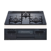 能率（NORITZ）日本 嵌入式燃气灶气灶天然气烤箱灶 三眼灶 FAMI系列 定温定时 SI装置 防干烧 60cm自动版全黑色玻璃台面带烤盘