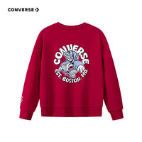 Converse匡威童装男童卫衣2025冬季中大童印花圆领套头休闲服宽松套衫 杰斯特红CNVN-LS-J976 110 /56 【身高104-110cm】