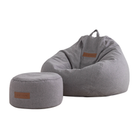 LUCKYSAC 经典豆袋沙发+脚凳 暖灰色 舒适款 绒麻布版