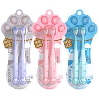 亲享儿童猫咪爪3-12岁换牙护龈宝宝分体式软毛独立装儿童牙刷6支