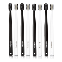 QX 亲享 简约黑白竹炭牙刷10支软毛成人家用家庭装情侣小头软毛