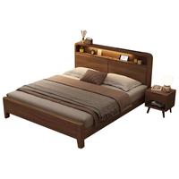 杜沃 实木床双人床1.8m北欧主卧大床胡桃色家具1.8米*2米框架款#K1