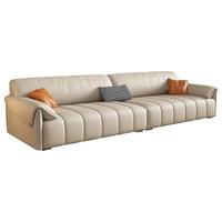 DDC奶油风大象耳朵真皮沙发组合现代简约大小户型客厅钢琴键直排