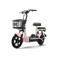 爱玛（AIMA）欢乐豆48V长续航前后舒适减震新国标成人学校轻便电动自行车 露霜粉【48V铅酸电池+一键解锁】