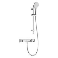 法恩莎卫浴二功能可升降玻璃置物台易除垢喷头分体式安装淋浴花洒套装 F9E8843CP（经典银）