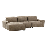 NORHOR北欧表情中古复古风MCM/TUSU真皮布艺可调高靠背转角一字沙发 砂岩灰 | 贵妃在右 (2.9m) 其他