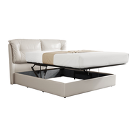 CHEERS 芝华仕 意式简约大黑牛真皮储物大床家用主卧室软包双人排骨架床C623 棉白色-1.5米储物款单床 年后发货