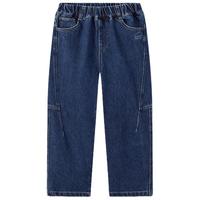 马骑顿（MQD）【老爹裤】男童25秋街潮穿搭休闲亲肤中大童牛仔裤 深牛仔蓝 140