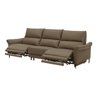  顾家家居 KUKA  X 京东 6069 电动轻奢皮沙发 三人位二电动 橡木咖