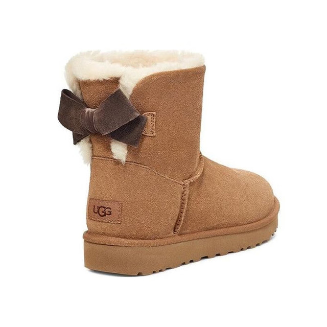 UGG 美版女士BAILEY秋冬经典舒适短筒时尚蝴蝶结保暖雪地靴 CHE-栗色 36