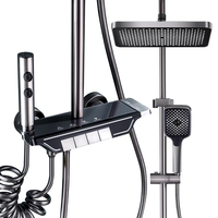 橱卫帮（CVBAB）淋浴花洒套装 智能数显带氛围灯水镀枪灰色四功能花洒全套CV3556