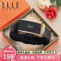 ELLE HOMME 法国品牌男士皮带男真皮男士腰带自动扣老公 902082时尚金色 110cm -130cm可/可修