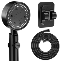 MUVI 沐唯 增压手持花洒淋浴喷头雅黑六档超高强加压洗澡淋雨沐浴莲蓬头器 六档增压花洒+支架+1.5米管