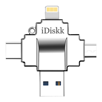 iDiskk U022 USB 3.0 U盘 银色 64GB USB/Type-C/Micro USB/苹果lightning接口四口