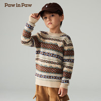 PawinPaw【100%绵羊毛】卡通小熊童装秋冬男童圆领毛衣 Brown棕色/85 130 cm