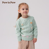 PawinPaw卡通小熊童装秋冬女宝花边圆领毛衣柔软甜美 L/Green浅绿色/41