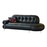 儒黛法式复古风黑糖云朵贵妃榻客厅黑色高脚原创设计头层真皮沙发 1.8米右贵妃榻（V级半皮）