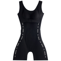 猫人（MiiOW）收腹塑身衣连体束腰提臀裤收腹裤托胸收副乳塑形薄款塑身美体衣 黑色 XL（120-140斤）