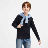 暇步士(Hush Puppies)童装儿童男女大童2025冬季新款经典学院风舒适百搭圆领套头线衣 藏蓝 1