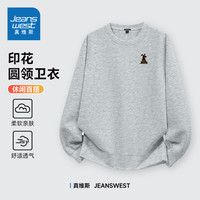 NZP真维斯秋季复古印花圆领卫衣男女同款慵懒风休闲打底衫