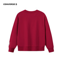 Converse匡威童装男童卫衣2025冬季儿童打底衫百搭圆领套头加绒卫衣 杰斯特红CNVN-FW-J345 150 /72 【身高140-152cm】