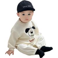 迪士尼宝宝婴儿衣服套装男女宝宝纯棉卡通卫衣时髦分体休闲裤童装春秋两件套 白色两件套 73 7-9个月13-18斤