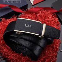 有券的上：ELLE HOMME 头层牛皮自动扣男士皮带（专柜礼盒装）