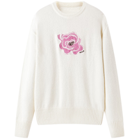 太平鸟气质淑女拉毛毛针织衫女马海毛2024春装套头软糯毛衣女 玫粉 L