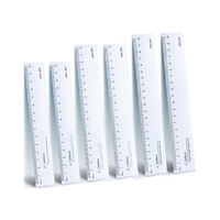 得力透明直尺子小学生专用带波浪线长直尺格尺多功能15/20/30cm塑料尺绘图测量刻度尺一年级量尺 【