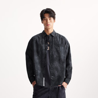 【衣启赢运】杰克琼斯男装衬衫秋季渐变扎染翻领宽松休闲上衣 E44黑砂色-1 180/100A/L