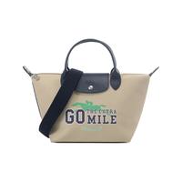 珑骧 LONGCHAMP女士织物配皮短柄饺子包手提单肩斜挎包