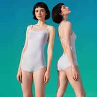 蛙咚 2025新款经典纯色百搭女士泳衣连体三角专业竞速游泳馆