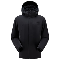 吉普 冲锋衣男三合一外套户外防风防水可拆卸抓绒衣登山服081品牌黑L