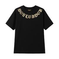 BOY LONDON 24春男女同款短袖仿烫金环形字母印花老鹰后背潮T恤N01903 黑色 M